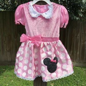 Disney Minnie Mouse Girl Dress Pink &  White 18M
